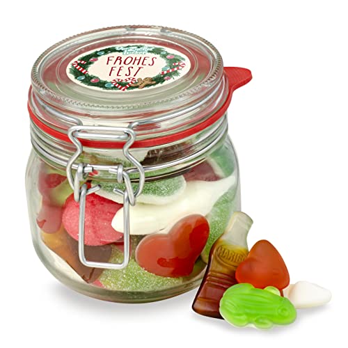 Omas kleines Weihnachtsglas - bunt gemischtes Einmachglas einer Süßigkeiten-Mischung aus Fruchtgummi und Schaumzucker, schön als Weihnachts-Geschenk von Der Zuckerbäcker