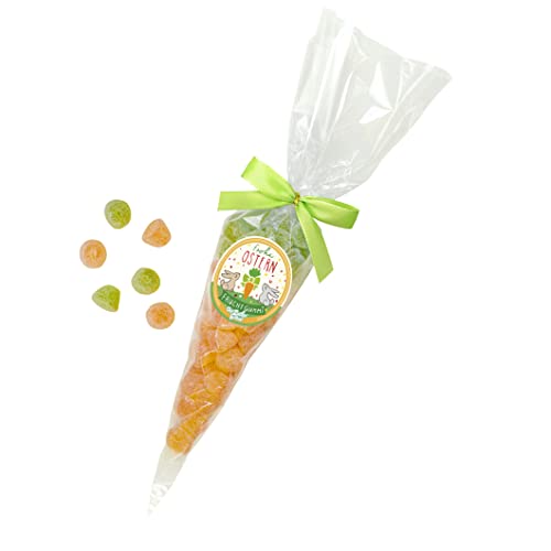 Süße Möhre, Fruchtgummi mit Vitamin C, verpackt in einer hübschen Zuckertüte, süße Osterfreude, Frohe Ostern von Der Zuckerbäcker