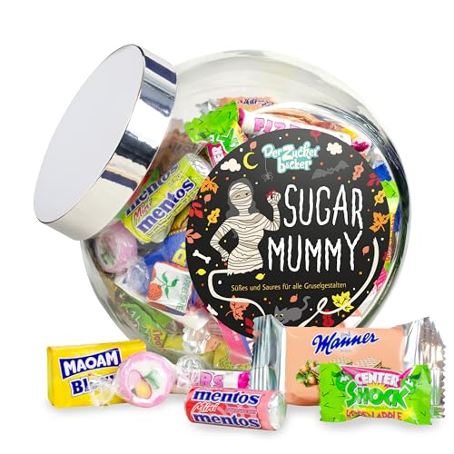 Sugar Mummy – verpackte Süßigkeiten im Glas für Halloween, gruselige Geschenk-Idee für Freund, Freundin, Halloween-Party von Der Zuckerbäcker