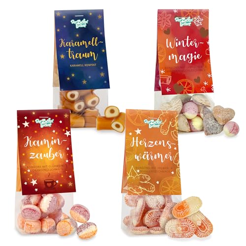 Weihnachtsbonbon-Set – 4 Naschbeutel mit verschiedenen Bonbons, perfekte Geschenkidee für die Feiertage, süße Köstlichkeit für ganze Familie von Der Zuckerbäcker