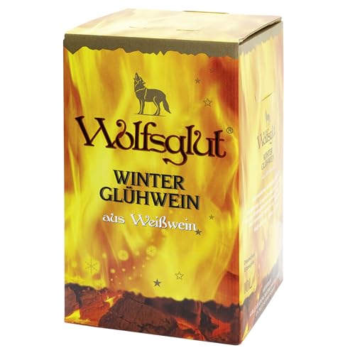 Winterglühwein WOLFSGLUT - Glühwein weiß mit winterlichen Aromen nach Vanille und Zimt ideal für die Winterzeit, ein weißer Glühwein aus Baden, 1 x 10 l Bag-in-Box von Der mit dem Wolf