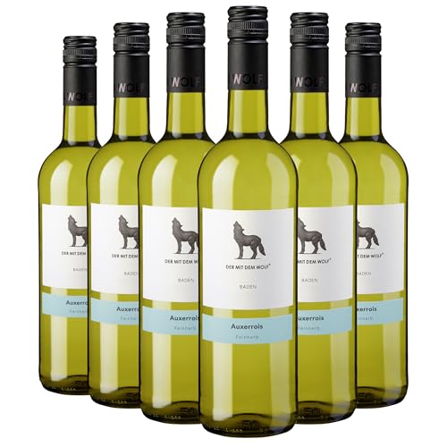 Wolfenweiler Auxerrois Weißwein feinherb - fruchtiger Wein mit Quitten- und Aprikosenaroma, angebaut im Markgräflerland Baden - (6 x 0,75l) von Der mit dem Wolf