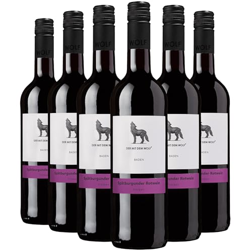 Wolfenweiler Batzenberg Spätburgunder Rotwein trocken - Qualitätswein aus dem Markgräflerland, fruchtige Aromen von Kirsche, Brombeere und Holunder (6 x 0,75l) von Der mit dem Wolf