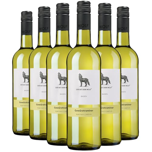 Wolfenweiler Dürrenberg Gewürztraminer Weißwein lieblich - Kabinettwein aus dem Markgräflerland, aromatisch würzig mit Rosenduft (6 x 0,75l) von Der mit dem Wolf