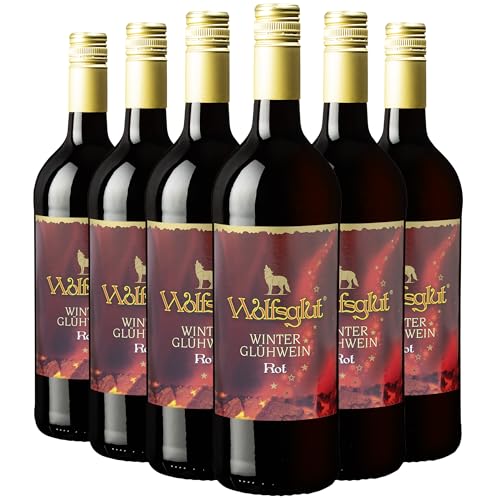 Wolfenweiler Glühwein WOLFSGLUT rot - Winzer-Glühwein fruchtig-würzig mit Vanille und Zimt, lieblich dank Zugabe von Traubensaft - roter Glühwein aus dem Markgräflerland (6 x 1,0l) von Der mit dem Wolf