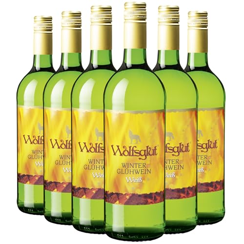 Wolfenweiler Glühwein WOLFSGLUT weiß - Winzer-Glühwein fruchtig mit Aromen nach Vanille, Zimt und Nelken - weißer Glühwein aus dem Markgräflerland (6 x 1,0l) von Der mit dem Wolf