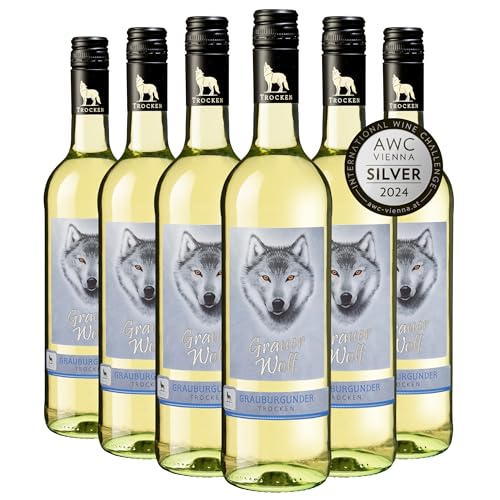 Wolfenweiler Grauburgunder trocken - Grauer Wolf Weißwein fruchtig mit Aromen von Birne, Quitte und Mango - Wein aus dem Markgräflerland Baden (6 x 0,75l) von Der mit dem Wolf