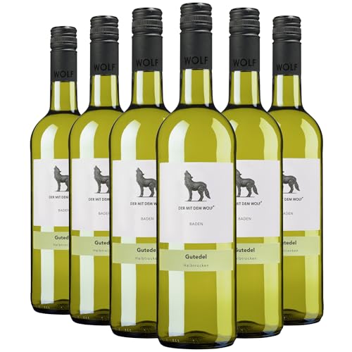 Wolfenweiler Gutedel Weißwein halbtrocken - Qualitätswein mit jugendlicher Frische, leichter Schmelz, Batzenberg Baden (6 x 0,75l) von Der mit dem Wolf