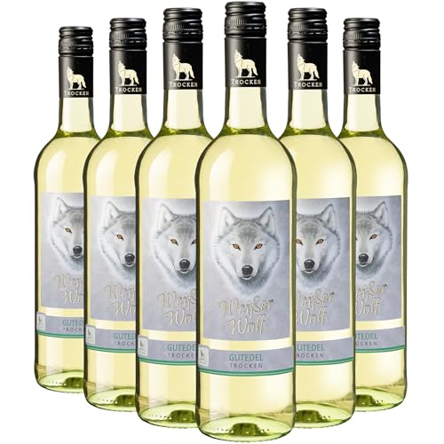 Wolfenweiler Gutedel trocken - Weißer Wolf Weißwein trocken mit Aromen von Ananas und Melone - Wein aus dem Markgräflerland Baden (6 x 0,75l) von Der mit dem Wolf