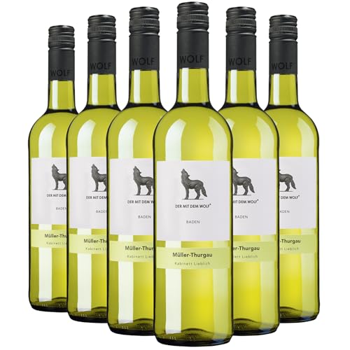 Wolfenweiler Müller-Thurgau Weißwein lieblich - fruchtiger Kabinettwein aus dem Margräflerland vom Batzenberg mit feinen Muskataromen (6 x 0,75l) von Der mit dem Wolf