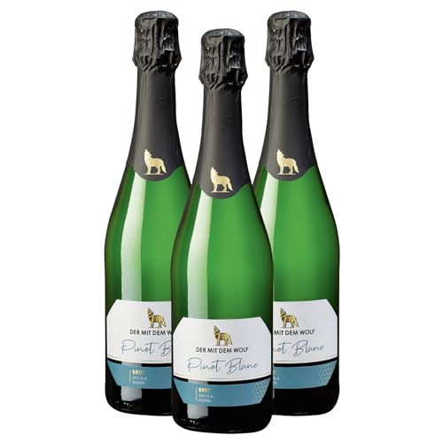 Wolfenweiler Pinot Blanc brut - Eleganter badischer Weißburgunder Sekt mit feinen Fruchtaromen von frischen Äpfeln - Feinperlig, perfekt als Sektgeschenk (3 x 0,75l) von Der mit dem Wolf