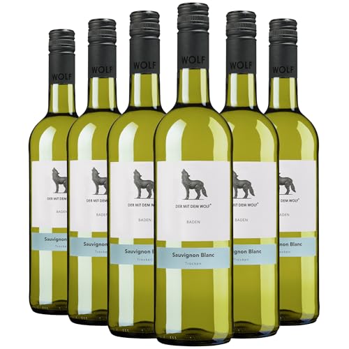 Wolfenweiler Sauvignon Blanc Weißwein trocken - Qualitätswein mit frischen Cassis- und Stachelbeernoten, Maracuja & Mineralton - Batzenberg Markgräflerland (6 x 0,75l) von Der mit dem Wolf