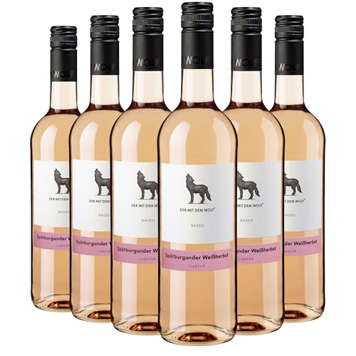 Wolfenweiler Spätburgunder Roséwein lieblich - Weißherbst Qualitätswein aus dem Markgräflerland vom Batzenberg, fein-fruchtig mit anregender Säure (6 x 0,75l) von Der mit dem Wolf