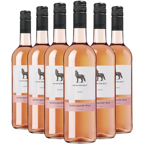 Wolfenweiler Spätburgunder Roséwein trocken - Qualitätswein fruchtig mit Aromen von Erdbeere & Himbeere - Markgräflerland Baden (6 x 0,75l) von Der mit dem Wolf