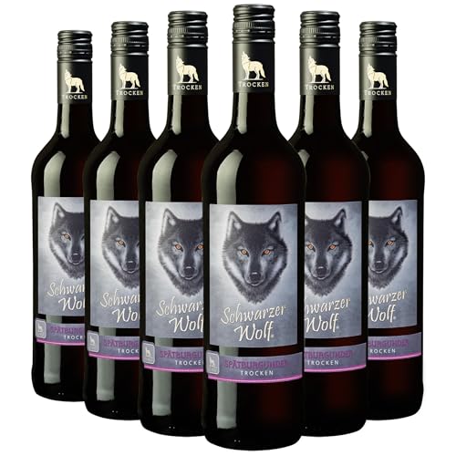 Wolfenweiler Spätburgunder trocken - Schwarzer Wolf rubinroter Rotwein trocken mit Holz- und Vanillearomen - Wein aus dem Markgräflerland Baden (6 x 0,75l) von Der mit dem Wolf