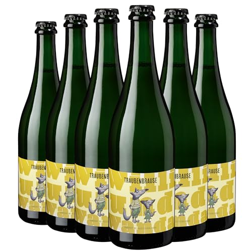 Wolfenweiler Traubenbrause Willi und Wanda alkoholfrei - Cuvée weiß lieblich, feinperlig, leichte Muskatnote - alkoholfreie Alternative zu Secco oder Sekt - Baden (6 x 0,75l) von Der mit dem Wolf