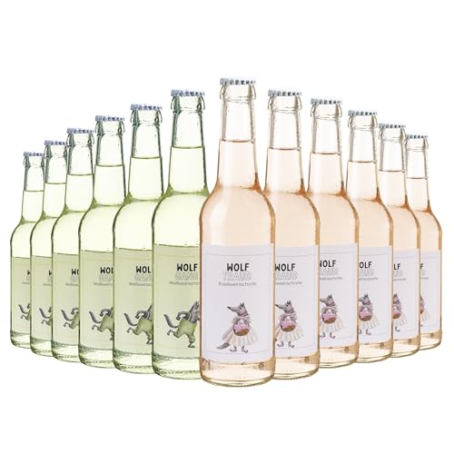 Wolfenweiler Weinschorlepaket - 6 x Weinschorle weiß Wolfgang & 6 x rosé Wolftraud, erfrischende Cuvées aus Baden (12 x 0,33l) von Der mit dem Wolf