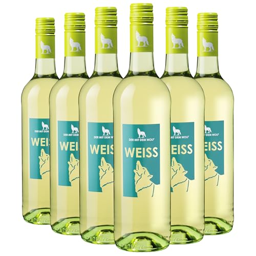 Wolfenweiler Weißwein lieblich SÜSSE WÖLFE - Wein weiß Cuvée fruchtig-süß mit Apfel-, Birnen- und Zitrusnoten, Qualitätswein aus Baden (6 x 0,75l) von Der mit dem Wolf