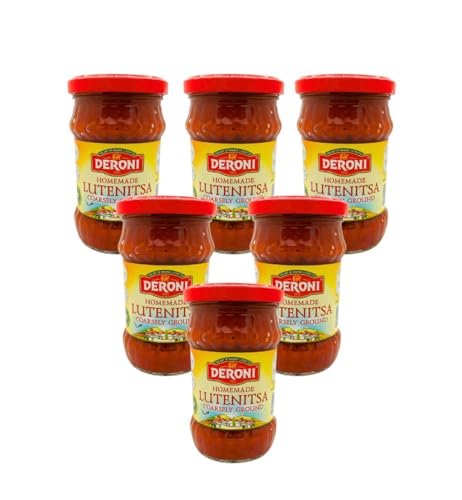 Deroni Paprika-Tomatenmark Lutenitsa 6er Pack im Glas | Traditionelle Paste auf dem Balkan | 100% natürlich und biologisch | 6 x 265 g von Deroni