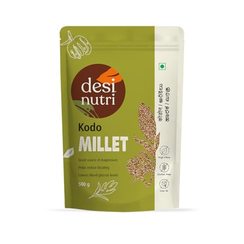 Desi Nutri Kodo Millet Grains | Millets | Natural Grains | Arikelu | Varagu | Harka | Kodon | Kodo Millet - 500 gms | Rich in Fiber and Protein, Pack of 1 von Desi Nutri