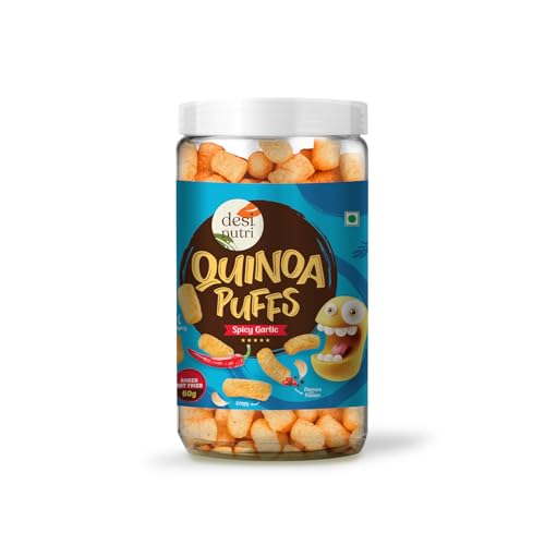 Desi Nutri Quinoa Puffs Spicy Garlic | Ready to Eat Quinoa Puffs Spicy Garlic | Quinoa Puffs Spicy Garlic Snacks - 60 gms | Rich in Iron & Protein von Desi Nutri