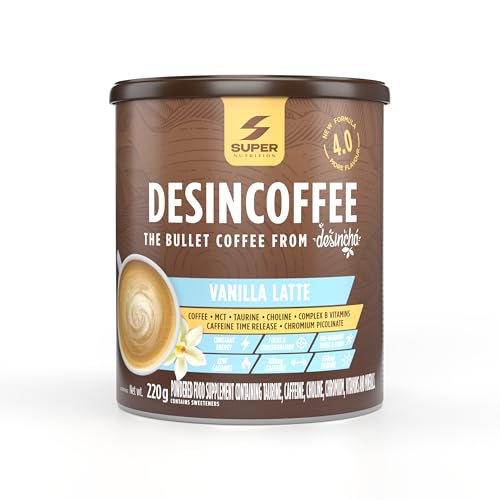 Desincoffee SuperCafé ohne Zucker, Energiegetränk mit Cholin, Chrom und langsamer Freisetzung, ideal für vor dem Training, Vanilla Latte von Desinchá