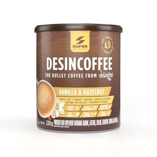 Desincoffee SuperCafé ohne Zucker, Vortraining mit TCM und B-Komplex für nachhaltige Energie, ohne die Auswirkungen von normalem Koffein, Baunilha und Haselnuss von Desinchá