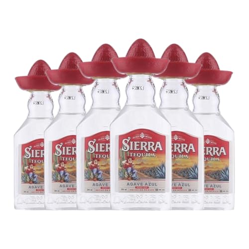 Tequila Sierra Blanco PET Miniaturflasche 5 cl (Karton mit 6 Miniaturflasche von 5 cl) von Destilerías Sierra Unidas