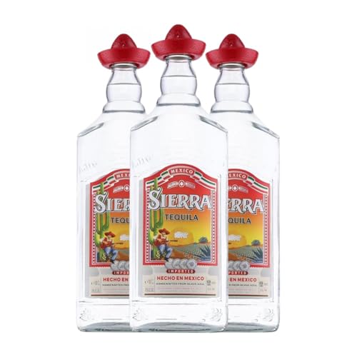 Tequila Sierra Silver 1 L (Karton mit 3 Flaschen von 1 L) von Destilerías Sierra Unidas