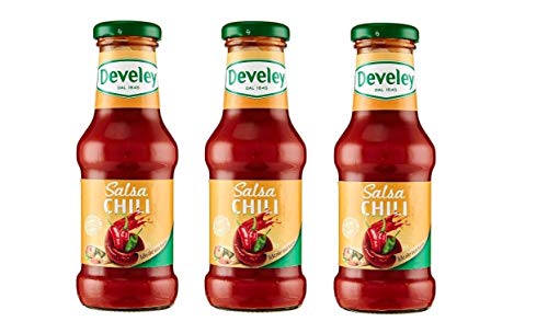 3x Develey Salsa Chili Soße Chilisauce Glutenfrei würzsauce Tafelsauce Scharfe Sauce Ideal zu Tacos Glasflasche 250ml von Develey