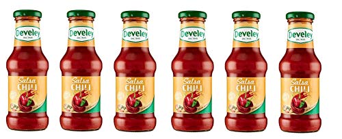 6x Develey Salsa Chili Soße Chilisauce Glutenfrei würzsauce Tafelsauce Scharfe Sauce Ideal zu Tacos Glasflasche 250ml von Develey