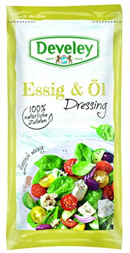 DEVELEY Essig & Öl Salat-Dressing – 14 x 75 ml Portionsbeutel im Karton – glutenfrei und laktosefrei, 100% natürliche Zutaten – 14-er Pack Salat-Dressing von Develey
