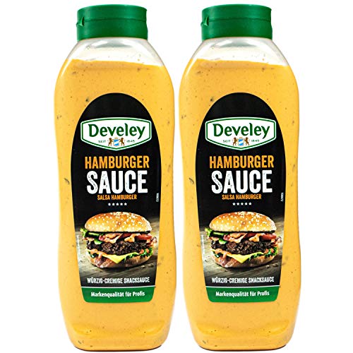 Develey - 2er Set Original Hamburger Sauce mit feinen Gurken- und Zwiebelstückchen 875 ml - Würzig cremige Hamburgersoße - Soße geeignet für Burger, Sandwich und Gegrilltem - (Classic Burgersauce) von Develey