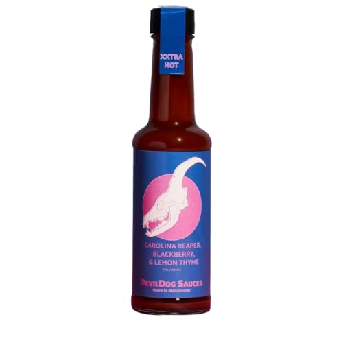 DevilDog Sauces Carolina Reaper, Brombeere und Zitronenthymian XXTRA scharfe Chilisauce, 150 ml, vegan, glutenfrei, alle natürlichen Zutaten von DevilDog Sauces