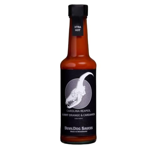 DevilDog Sauces Carolina Reaper, Burnt Orange & Cardamon Extra Hot Chili Sauce 150g, Great for Veggie Chili, Bolognaise or Steak Marinade, Gluten Free and Vegan von DevilDog Sauces