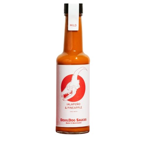 DevilDog Sauces Jalapeno & Ananas Milde Chilisauce 150 g, ideal für Tacos und Chicken Wings, vegan, glutenfrei, alle natürlichen Zutaten von DevilDog Sauces