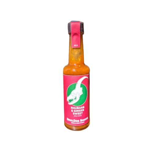 DevilDog Sauces Rhabarber & Ingwer Milde süße Chilisauce 150ml, toller Dip oder Glasur, glutenfrei und vegan von DevilDog Sauces