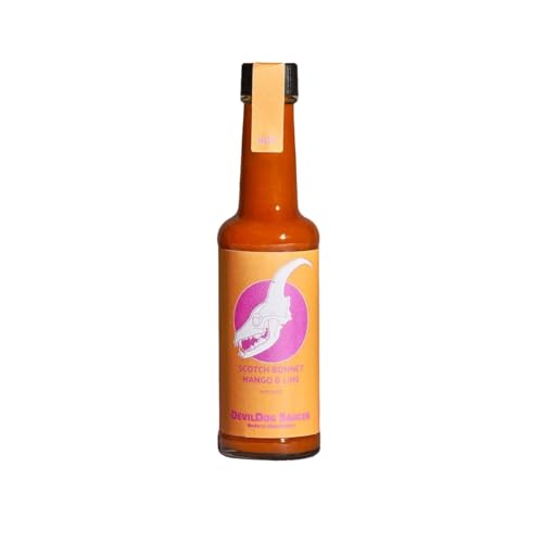 DevilDog Sauces Scotch Bonnet, Mango & Limette Heiße Chilisauce, 150 ml, vegan, glutenfrei, alle natürlichen Zutaten von DevilDog Sauces