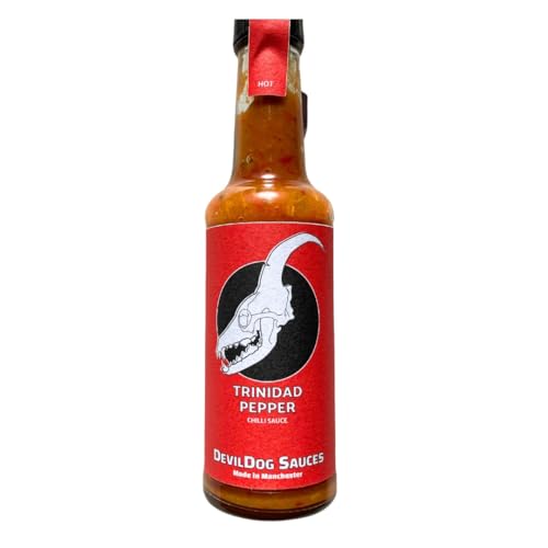 DevilDog Sauces Trinidad Pepper Heiße Chilisauce 150 g, ideal für gegrilltes Fleisch, Burger oder Sandwiches, vegan, alle natürlichen Zutaten, glutenfrei von DevilDog Sauces