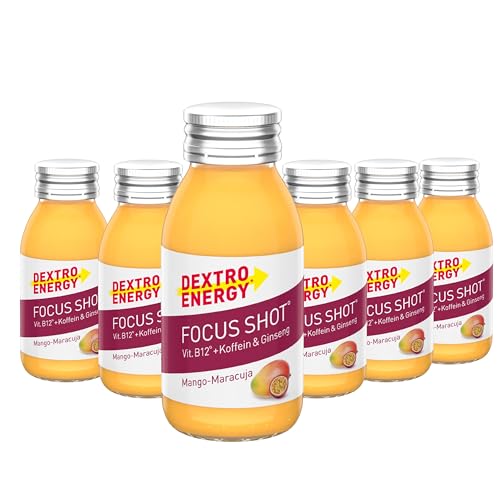 Dextro Energy* Focus Shot, Mango-Maracuja, Energiekick mit Guarana, Ginseng, Vitamin C, B5, B6, B12 und Magnesium, 6x60 ml (6er Pack) von Dextro Energy