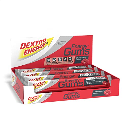 Dextro Energy Energy Gums | Cherry + Natrium | leckeres Fruchtgummi für Ausdauersportler | 15x45g | Vegan von Dextro Energy