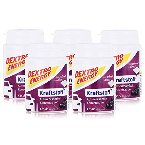 Dextro Energy Kraftstoff Cassis 68g / Mini Traubenzucker-Täfelchen mit schnell verfügbarer Glucose (5er Pack) von Dextro Energy