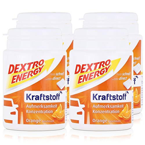 Dextro Energy Kraftstoff Orange 68g / Mini Traubenzucker-Täfelchen mit schnell verfügbarer Glucose (4er Pack) von Dextro Energy