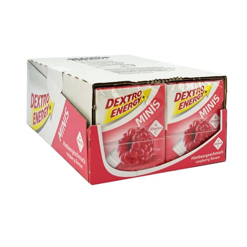 Dextro Energy Minis +C Himbeere, Traubenzucker mit Himbeergeschmack, 12x 50g von Dextro Energy