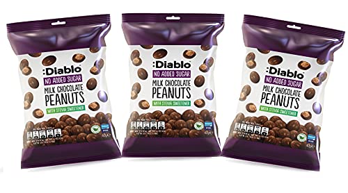 Diablo - Erdnüsse mit Schokolade ohne Zuckerzusatz 40g Beutel Milchschokolade (6er Pack) von Diablo