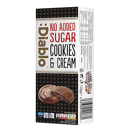 Diablo - Gefüllte Cookies ohne Zuckerzusatz 128g Black Cookies & Cream von Diablo