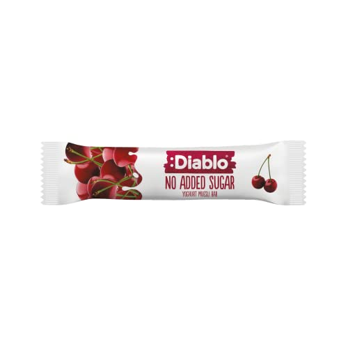Diablo Joghurt- und Müsli-Riegel – Kirsche | ohne Zuckerzusatz | gesüßt mit Maltitol | Frühstücksbars | Diabetikerfreundlicher Korb erhältlich – perfekt zum Verschenken | 1 Riegel 30 g (1 Stück) von Diablo