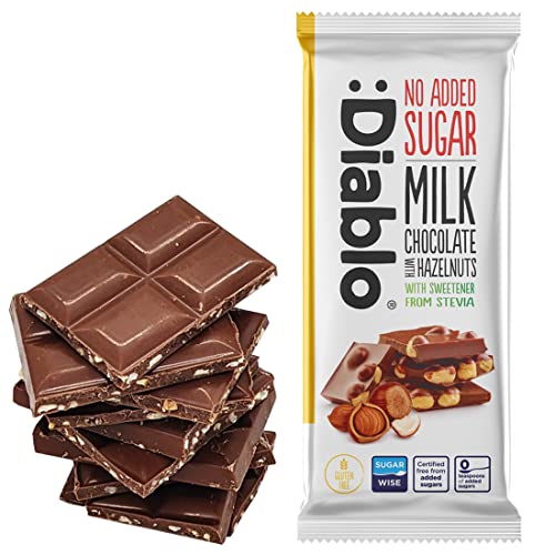 Diablo - Schokolade ohne Zuckerzusatz 75g mit Stevia Milchschokolade mit Haselnüssen von Diablo