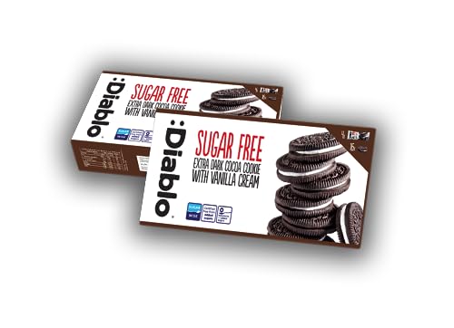 Diablo Sugarfree Extra Dark Sandwich Cookies with Vanilla Cream, 192 g von Diablo