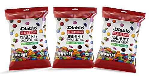 Diablo bunte Schokolinsen | Milchschokolade |zuckerfrei | mit Stevia gesüßt | Geschenkidee | in praktischer Tüte | diabetiker-geeignet | Wie Smarties ohne Zuckerzusatz | 40g (Pack of 3) von Diablo